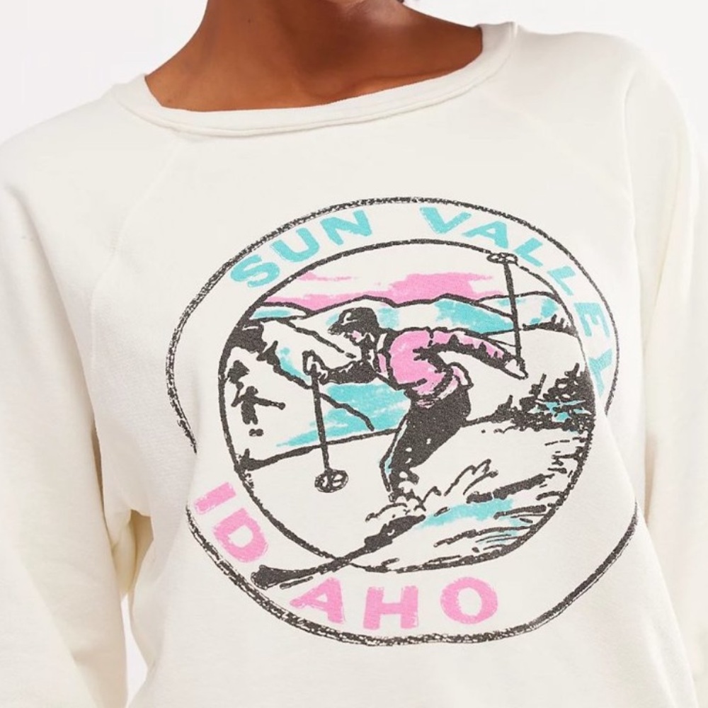 Free People x Retrobrand Collab Sun Valley Idaho White Sweatshirt Size Medium